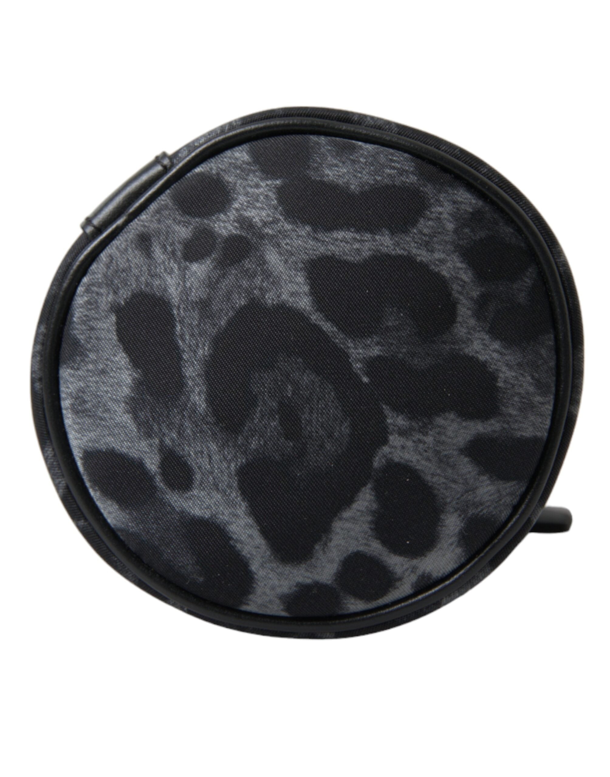 Dolce & Gabbana Black Leopard Round Slim Tote Bottle Cage Men's Bag