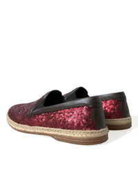 Dolce & Gabbana Red Sequined Loafers Slippers Men Men's Shoes