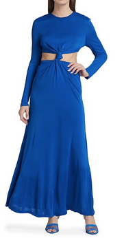 Farm Rio Women's Knotted Cut-Out Maxi Dress Royal Blue