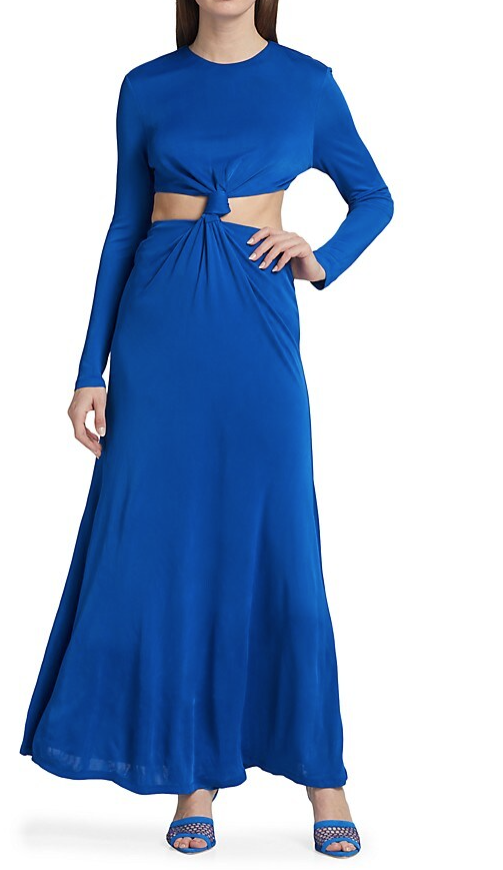 Farm Rio Women's Knotted Cut-Out Maxi Dress Royal Blue