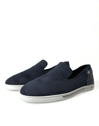 Dolce & Gabbana Blue Suede Caiman Loafers Saint Tropez Men's Shoes