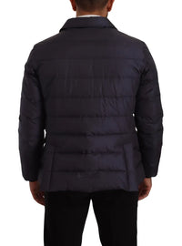 Dolce & Gabbana Blue Silk Goat Coat Blouson Winter Men's Jacket