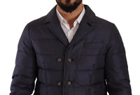 Dolce & Gabbana Blue Silk Goat Coat Blouson Winter Men's Jacket