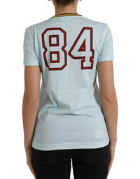 Dolce & Gabbana Light Blue Cotton Free Love Crew Neck Women's T-shirt