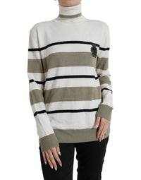 Dolce & Gabbana Multicolor Stripe Wool Logo Pullover Women's Sweater