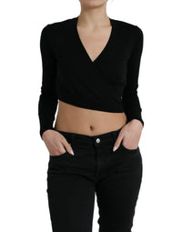 Dolce & Gabbana Black Wool V-neck Crossed Cardigan Women's Sweater