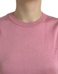 Dolce & Gabbana Pink Crew Neck Cropped Sleeveless Tank Women's Top