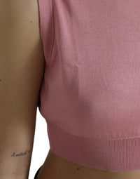 Dolce & Gabbana Pink Crew Neck Cropped Sleeveless Tank Women's Top