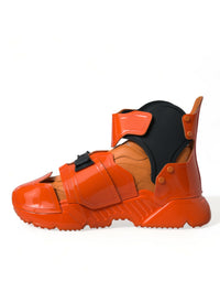 Dolce & Gabbana Orange Multi Panel Chunky High Top Sneakers Men's Shoes