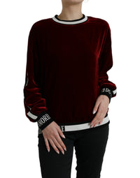 Dolce & Gabbana Bordeaux Velvet Round Neck Pullover Women's Sweater