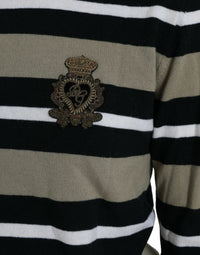 Dolce & Gabbana Multicolor Stripe Wool Logo Pullover Women's Sweater