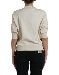 Dolce & Gabbana Beige Jungle Printed Cotton Pullover Women's Sweater