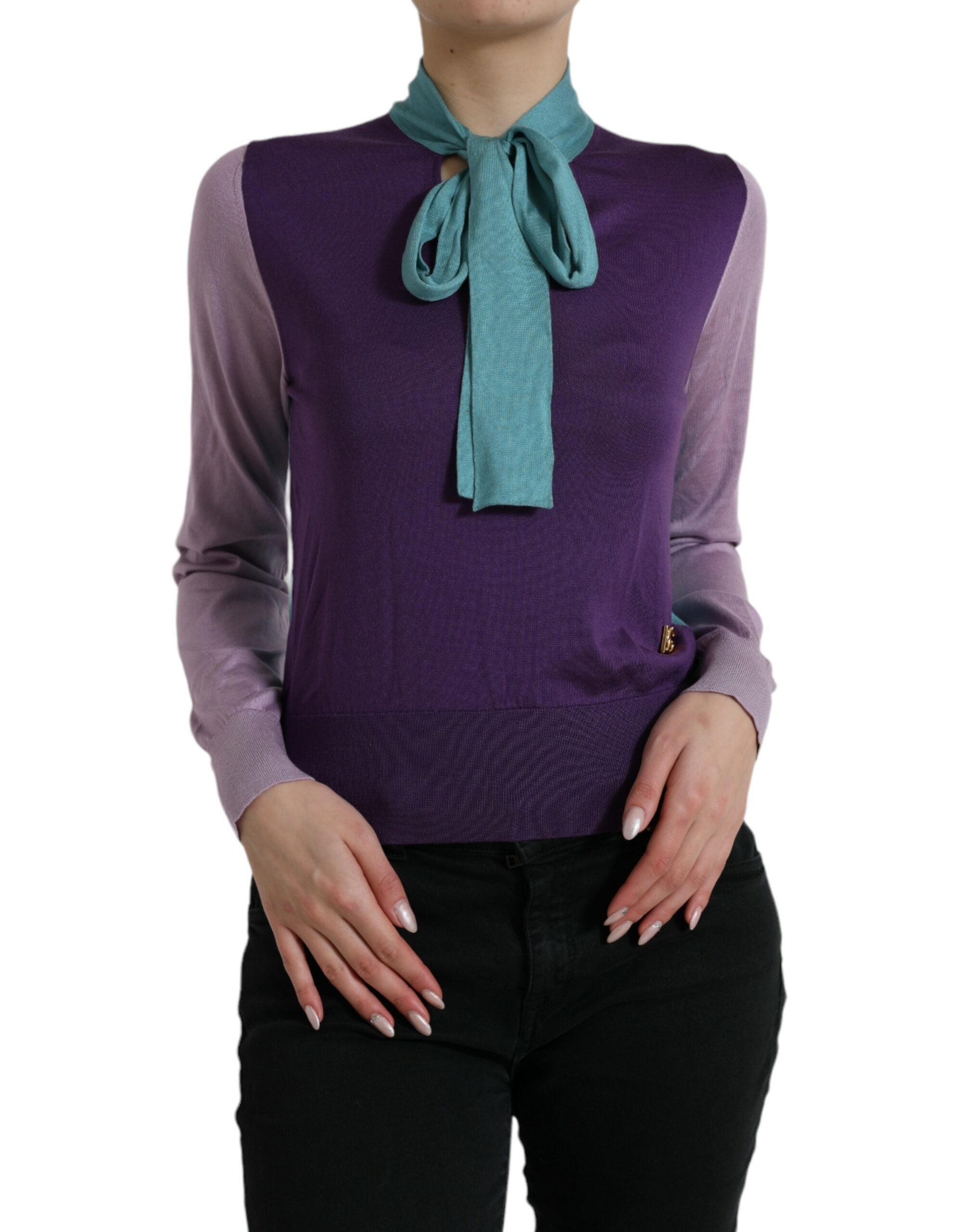 Dolce & Gabbana Multicolor Bow Fastening Pullover Women's Sweater