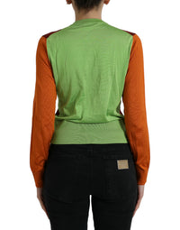Dolce & Gabbana Multicolor Silk Crewneck Cardigan Women's Sweater