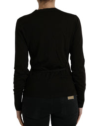 Dolce & Gabbana Black Wool V-neck Crossed Cardigan Women's Sweater