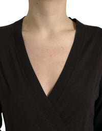 Dolce & Gabbana Black Wool V-neck Crossed Cardigan Women's Sweater