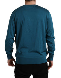 Dolce & Gabbana Green Peacock Feather Pullover Men's Sweater