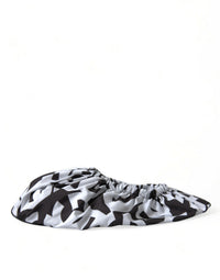 Dolce & Gabbana Dolce & Gabbana White Logo Print Nylon Slip On Flats Women's Shoes