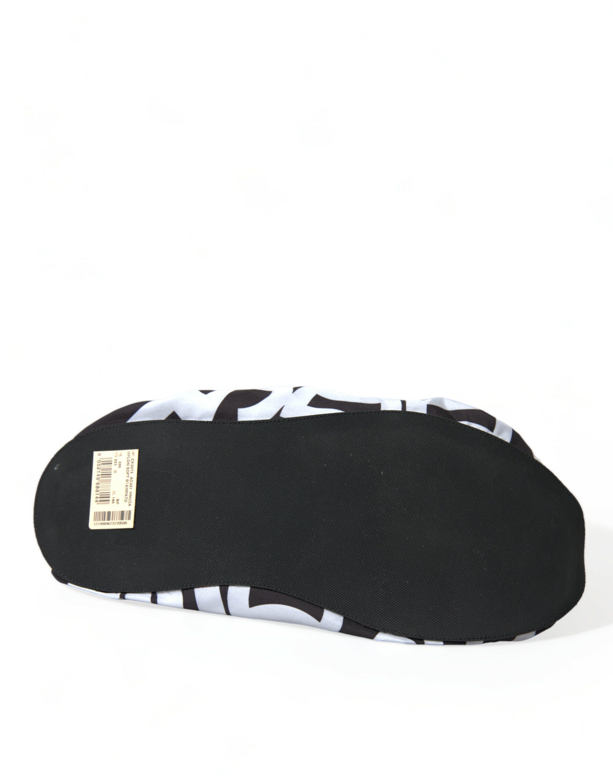 Dolce & Gabbana Dolce & Gabbana White Logo Print Nylon Slip On Flats Women's Shoes