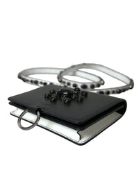 Dolce & Gabbana Dolce & Gabbana Black White Leather Crystal Embellished Cardholder Women's Wallet