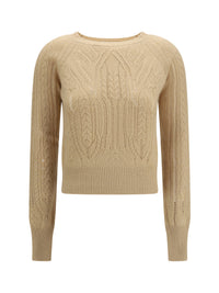 Ermanno Scervino Women Long Sleeve Cable Knit And Openwork Cashmere Sweater