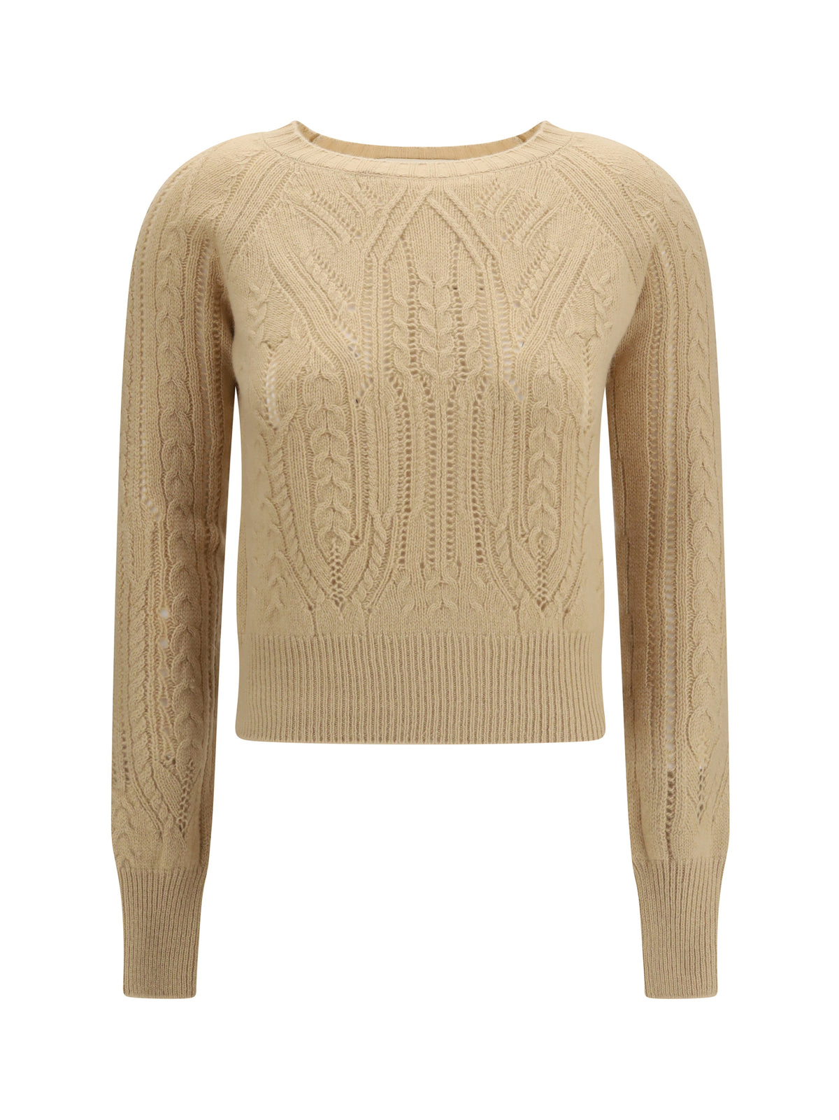 Ermanno Scervino Women Long Sleeve Cable Knit And Openwork Cashmere Sweater