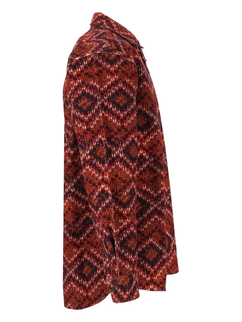 Dries Van Noten Men Printed Velvet Shirt