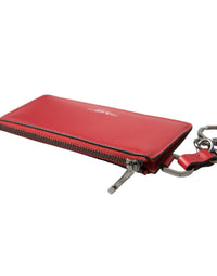 Dolce & Gabbana Dolce & Gabbana Red Leather Silver Metal Logo Strap Pouch Airpods Men's Case