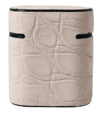 Dolce & Gabbana Dolce & Gabbana Light Pink Calf Leather Metal Logo Plaque Airpods Women's Case