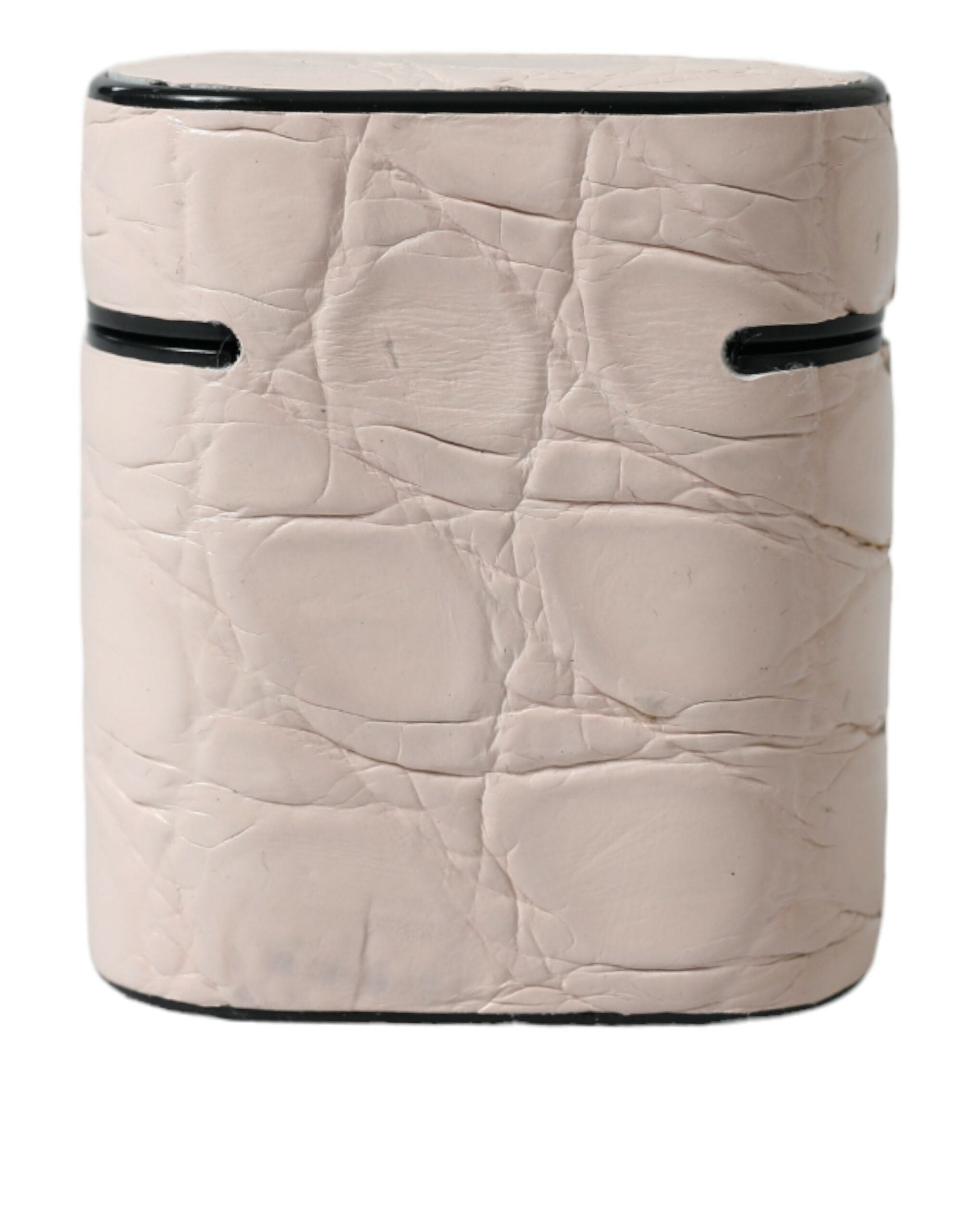 Dolce & Gabbana Dolce & Gabbana Light Pink Calf Leather Metal Logo Plaque Airpods Women's Case
