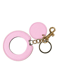 Dolce & Gabbana Dolce & Gabbana Pink Calf Leather Gold Metal Logo Print Keyring Women's Keychain