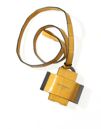Dolce & Gabbana Dolce & Gabbana Yellow Crocodile Leather Logo Print Lanyard Women's Keychain