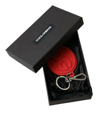 Dolce & Gabbana Dolce & Gabbana Red Rubber DG Logo Silver Brass Metal Keyring Women's Keychain