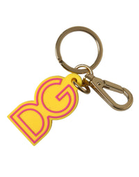 Dolce & Gabbana Dolce & Gabbana Yellow Rubber Gold Tone Metal DG Logo Keyring Women's Keychain