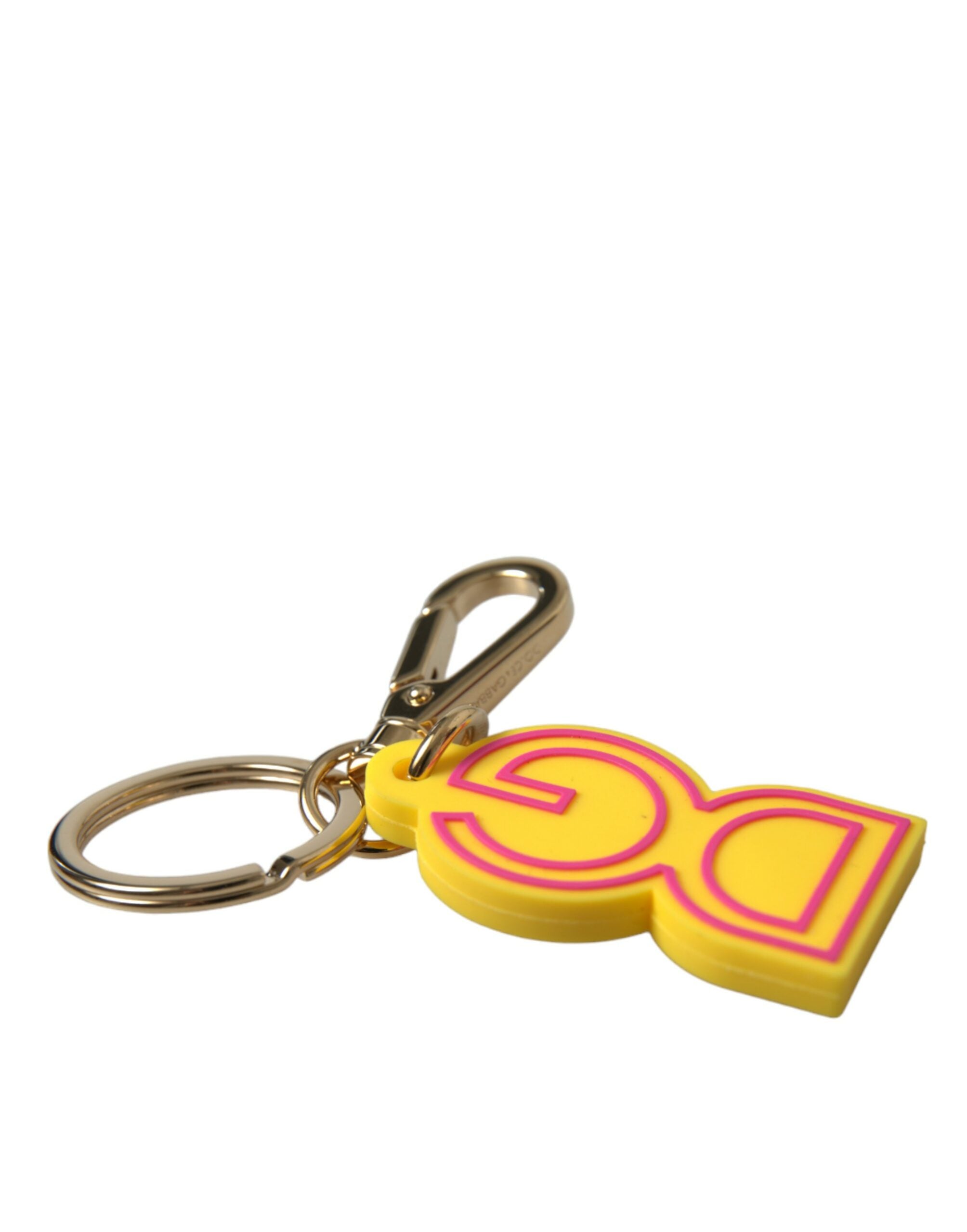 Dolce & Gabbana Dolce & Gabbana Yellow Rubber Gold Tone Metal DG Logo Keyring Women's Keychain