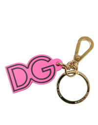 Dolce & Gabbana Dolce & Gabbana Pink Rubber Gold Tone Metal DG Logo Keyring Women's Keychain