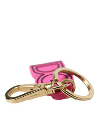 Dolce & Gabbana Dolce & Gabbana Pink Rubber Gold Tone Metal DG Logo Keyring Women's Keychain