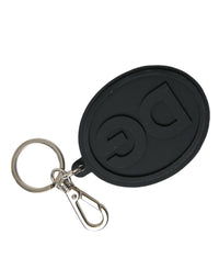 Dolce & Gabbana Dolce & Gabbana Black Rubber DG Logo Silver Brass Metal Keyring Women's Keychain