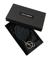 Dolce & Gabbana Dolce & Gabbana Black Rubber DG Logo Silver Brass Metal Keyring Women's Keychain