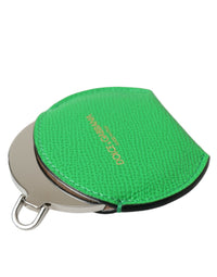 Dolce & Gabbana Dolce & Gabbana Green Calfskin Leather Round Logo Hand Mirror Women's Holder