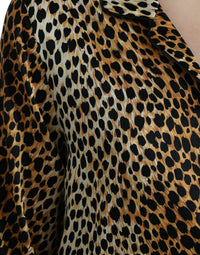 Dolce & Gabbana Brown Leopard Print Long Sleeves Blouse Women's Top