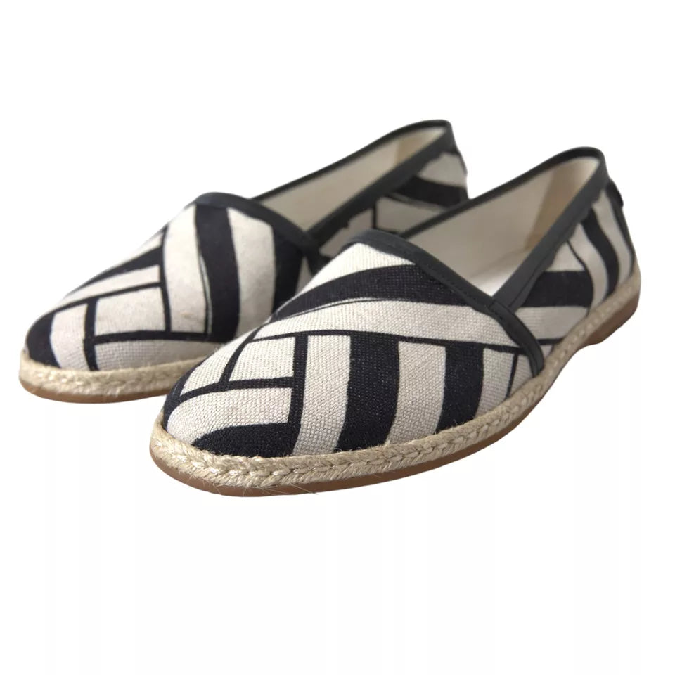 Dolce & Gabbana Dolce & Gabbana Black White Stripes Slip On Espadrille Men's Shoes