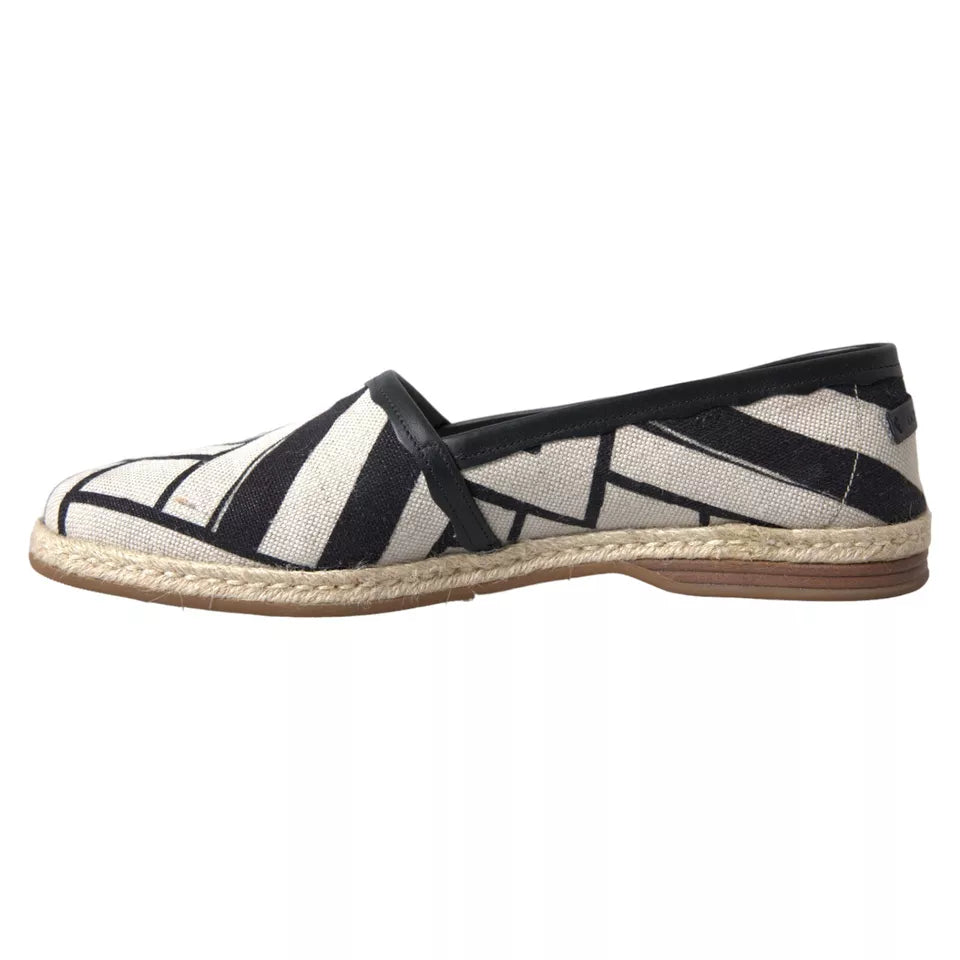 Dolce & Gabbana Dolce & Gabbana Black White Stripes Slip On Espadrille Men's Shoes