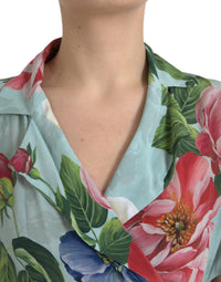 Dolce & Gabbana Dolce & Gabbana Blue Floral Wide Leg Wrap Jumpsuit Women's Dress
