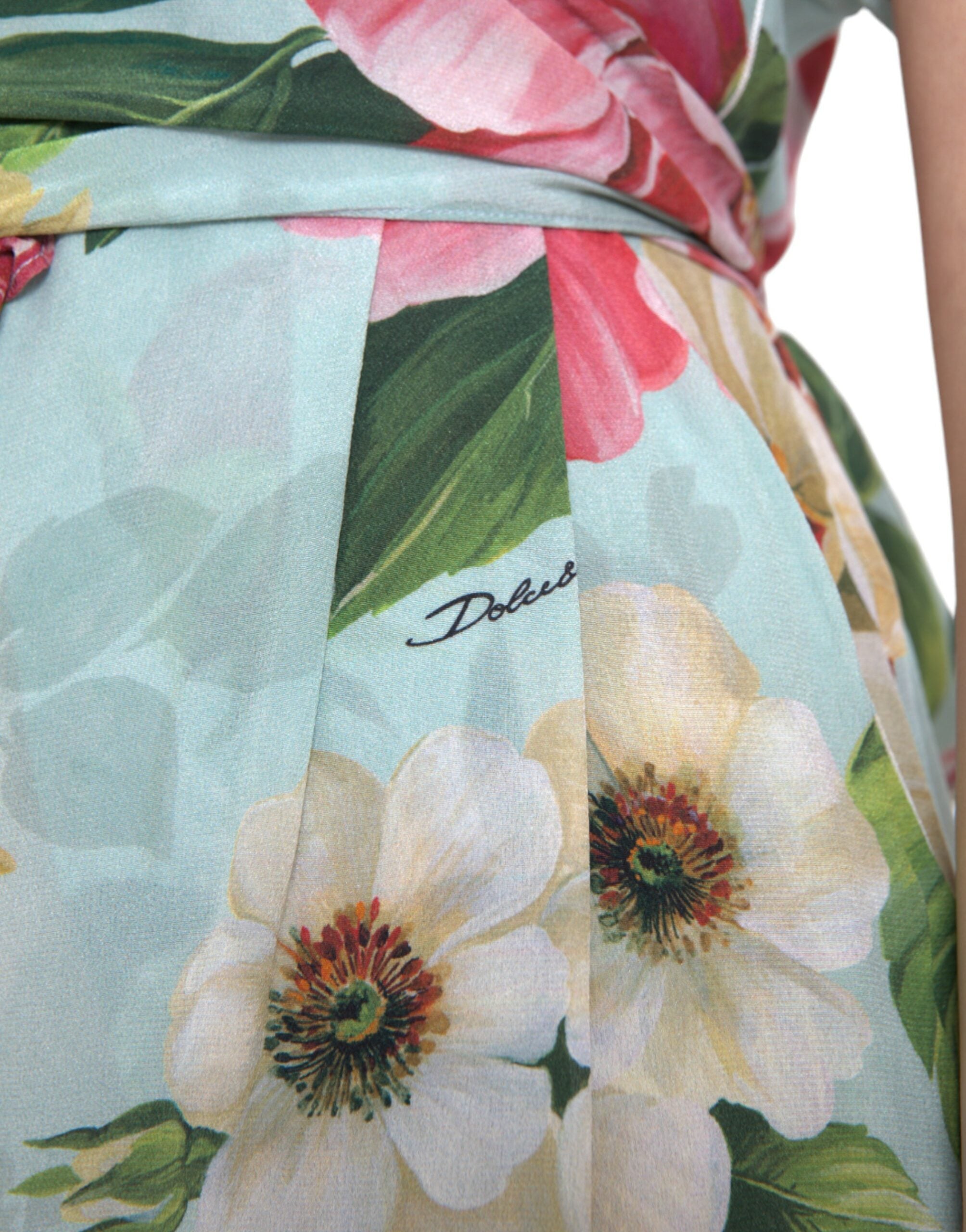 Dolce & Gabbana Dolce & Gabbana Blue Floral Wide Leg Wrap Jumpsuit Women's Dress