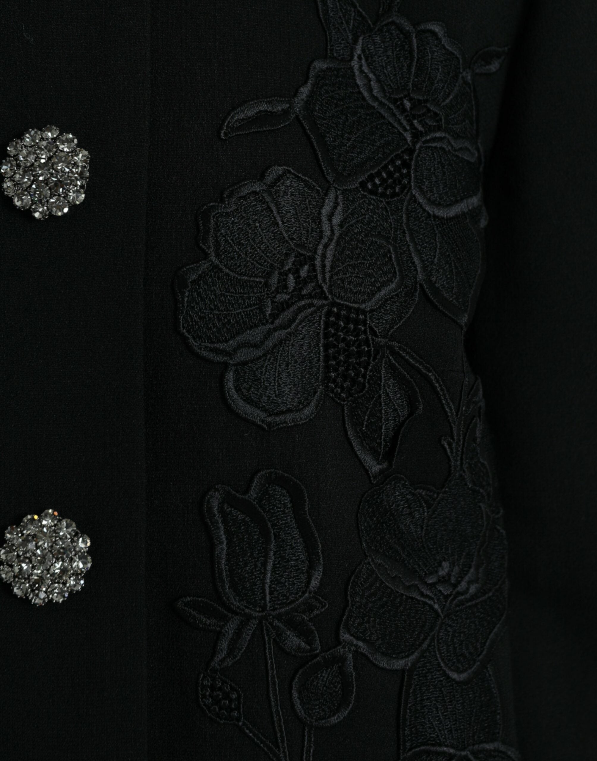 Dolce & Gabbana Dolce & Gabbana Black Floral Wool Button Embellished Women's Jacket