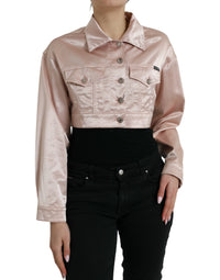 Dolce & Gabbana Dolce & Gabbana Pink Cotton Stretch Collared Cropped Women's Jacket
