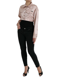 Dolce & Gabbana Dolce & Gabbana Pink Cotton Stretch Collared Cropped Women's Jacket