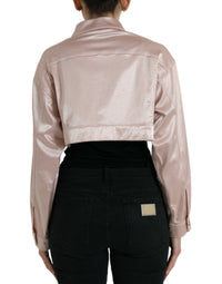 Dolce & Gabbana Dolce & Gabbana Pink Cotton Stretch Collared Cropped Women's Jacket