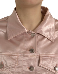 Dolce & Gabbana Dolce & Gabbana Pink Cotton Stretch Collared Cropped Women's Jacket